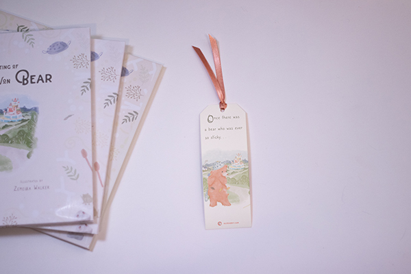 bookmark with book stack once upon a sticky